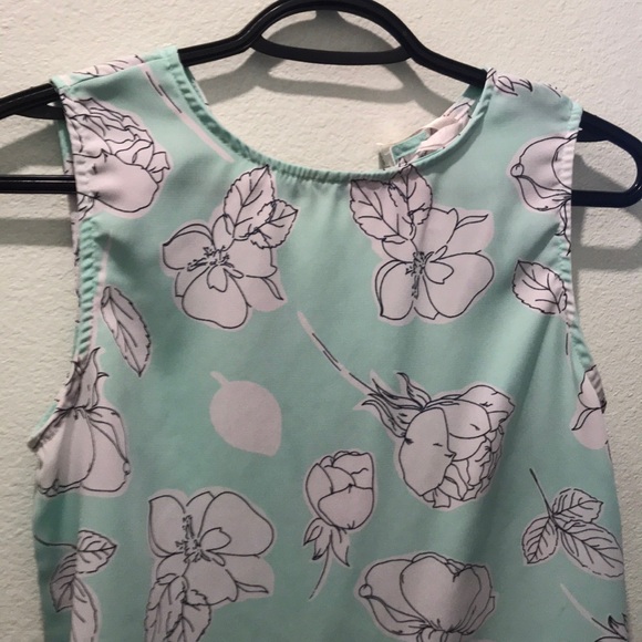 High front teal chiffon floral flow top - Picture 3 of 6